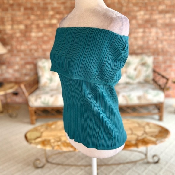 WHBM Teal Ribbed Off Shoulder Top XL - Picture 7 of 15